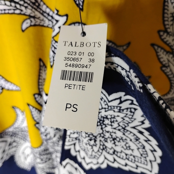 NWT Talbots Long Sleeve Tee PS Yellow Blue Floral Print Casual Top - Picture 8 of 8